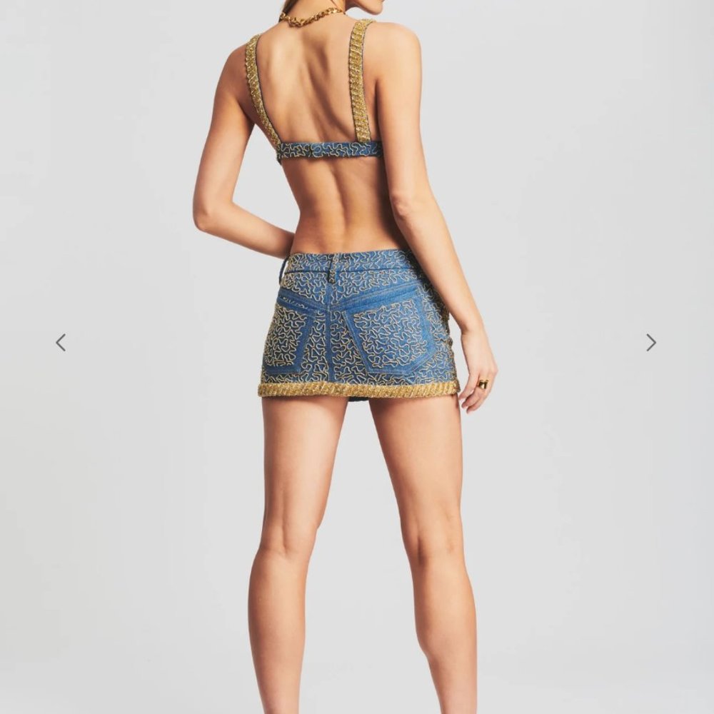 $200 OFF NWT Retrofête Mani Embellished Denim Skirt – Size Small - Picture 5 of 16